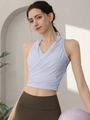 Débardeur de yoga lilas dos nu cintré avec legging taille haute vert foncé - S / Bleu