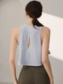 Lila Sport-Top aus Netzstoff mit Rückenschlitz und kurzem Schnitt für Yoga und Fitness - S / Blau