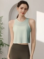 Damen Sport-Top in Hellgrün mit Netzoptik und olivgrüne Yoga-Leggings mit hohem Bund - S / Grün