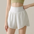 Women's high waist white sports shorts with quick-dry fabric for running and yoga - S / White