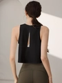 Damen Sport-Oberteil in Schwarz mit Rückenschlitz-Design und atmungsaktiver Mesh-Struktur - S / Schwarz