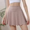 High-waisted petal edge yoga tennis skirt for women in soft mauve pink color - 4 (S) / Light Pink