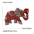 Elephant brooch with red rhinestones and size dimensions 5.2cm x 3.5cm for clothing - Red (1777-RD)