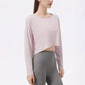 Damen Yoga Langarmshirt in Blassrosa, lockere Passform, atmungsaktives Sonnenschutz-Sportoberteil - Rosa