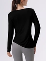 Set sportivo donna con maglia nera a maniche lunghe e leggings grigi con orlo irregolare - Nero