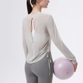 Top da yoga beige con schiena scoperta e coulisse laterali per sport e fitness - S / Opale Bianco