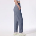Women high waist fitness yoga pants in slate blue with side pockets and slimming fit - 4 (S) / Sapphire Blue