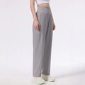 High-waisted wide leg sports trousers in light grey for yoga and fitness training - 4 (S) / Light Gray
