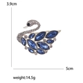 Elegante spilla a cigno in lega argentata con cristalli blu, misura 5cm x 3,9cm - Blu