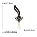 Schwarze Fuchs-Emaille-Brosche mit Goldakzenten und weißer Perle, 6,3 cm eleganter Pin - Schwarzer Fuchs (KC Gold-Schwarz-1700-BK)
