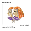 Vintage Egyptian Cleopatra brooch with colorful enamel and sparkling rhinestones - Orange
