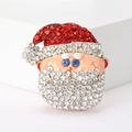 Detailopname van de Kerstman broche met sprankelende rode strass-steentjes en legering - Wit-1877 (Veelkleurige Stijl)