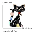 Broche de gato negro de esmalte con manchas de colores y medidas de 4,3cm por 2,8cm - Negro (1660-BK)