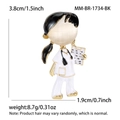 Nurse nurse enamel brooch with stethoscope and clipboard icons and cat-eye stone - Black