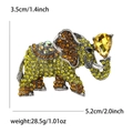 Elephant brooch pin in silver alloy with yellow and brown sparkling rhinestones - Yellow (1777-YL)