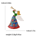 Spilla angelo in smalto con abito a fiori blu e tromba dorata decorativa - Multicolore (MM-BR-1844)