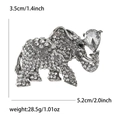 Spilla elefante argento con strass scintillanti e goccia di cristallo 5,2x3,5cm - Bianco