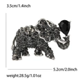 Spilla a elefante stile vintage in argento antico con strass scuri e gemma nera lucida - Nero