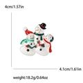 Weihnachtliche Schneemann-Familie Brosche mit roten Hüten, Größe 4cm x 4,1cm - Schneemann Stil (1656-WH) / Weiß