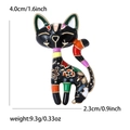 Dettaglio della spilla a gatto colorata con dimensioni 4,0cm e peso di 9,3g inclusi - Nero