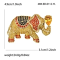 Detailed size view of a gold-plated elephant brooch featuring sparkling yellow zircons - Yellow