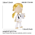 Nurse enamel pin brooch with blonde hair and stethoscope in white coat, 1.5 inch height - White