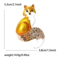 Exquisite fox brooch with yellow enamel and sparkling rhinestones for sweaters - Yellow Fox Style
