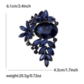 Luxury floral crystal brooch with blue oval center stone and vintage gold finish - Blue