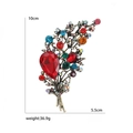 Luxuriöse Vintage Blumenstrauß Brosche mit bunten Kristallen und rotem Strassstein - Bunt