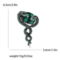 Spilla vintage a serpente d'argento con gemma verde smeraldo e pavé di cristalli - Verde