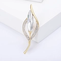 Elegante spilla a foglia dorata con cristallo marquise e strass per abiti da donna - Oro