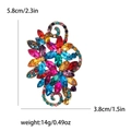 Vintage multi-color crystal flower brooch in antique gold finish with dimensions - Colorful