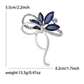 Broche nœud élégante en alliage argenté avec gemmes bleu marine et cristaux blancs - Style Argent