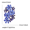 Spilla a fiore con strass blu e base dorata 6,4x4,5cm per abiti e cappotti da donna - Blu