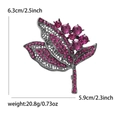 Elegante spilla vintage a foglia in metallo canna di fucile con strass rosa vivaci - Gunmetal-Rosso