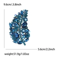 Elegante spilla a forma di foglia con strass blu e cristalli in lega di bronzo - Blu