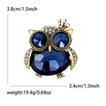 Spilla civetta vintage in oro con cristalli blu e strass bianchi, 3,8x3,4 cm - Blu 1800-BL / Blu