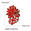 Spilla vintage a fiore dorata con strass marquise rosso scuro e gambo curvo - Rosso