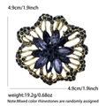 Broche de flor vintage dorado con diamantes azules y púrpuras, tamaño 4,9 cm de diámetro - Azul (1836-BL)