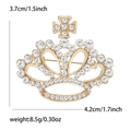 Detalle de las dimensiones de un broche de corona con diamantes de imitación dorados - Dorado