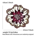 Broche de flor vintage con cristales morados y brillantes, tamaño 4,9 cm x 4,9 cm - Púrpura (1836-PU)