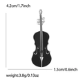 Tabla de dimensiones detallada con tamaño y peso del broche de violín esmaltado - Forma de Violín (MM-BR-1324) / Negro (Borde Plateado)