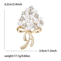 Elegante broche de ramo de flores dorado con perlas y cristales para abrigos de mujer - Dorado