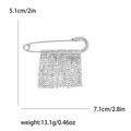 Silver safety pin brooch with sparkling rhinestone tassels for sweaters and suits - Silver
