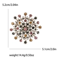Floral rhinestone brooch with pink and champagne crystals on a silver metal base - Coffee Gold - Multi-color