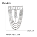 Silberne mehrlagige Strass-Fransenbrosche mit Maßen von 6,5x4cm und 10g Gewicht - Silber