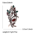 Retro vintage rhinestone leaf brooch with colorful gemstones and dimensions for women - Antique Copper 1208-RD