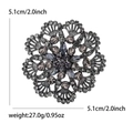 Broche de flor vintage en color plomo con diamantes grises y 5,1 cm de diámetro - Color gunmetal