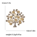 Élégante broche Arbre de Vie aux cristaux ambre et gris avec détails en strass - Marron (MM-BR-1914-Marron-BR)
