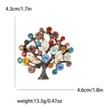 Broche arbre vintage avec strass colorés et finition dorée élégante 4,3x4,6cm - Multicolore (MM-BR-1914-Multicolore-MX)